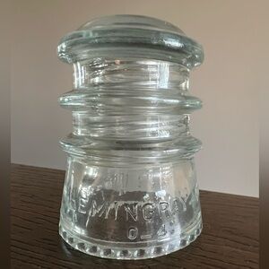 Vintage 1940 HEMINGRAY Clear Glass Insulator Made in USA